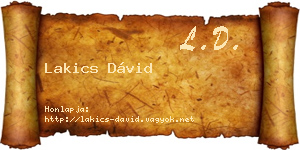 Lakics Dávid névjegykártya