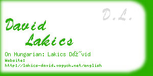 david lakics business card